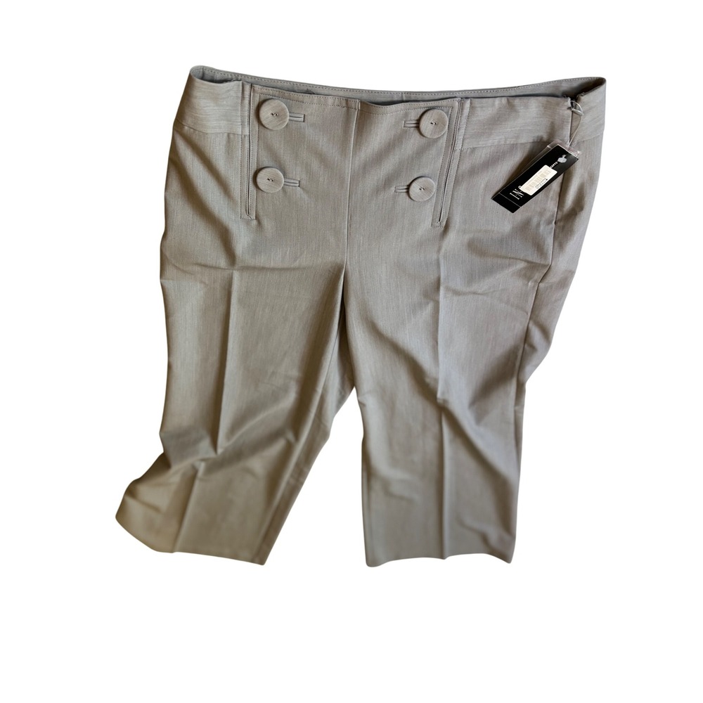 NWT INC International Concepts Women's Gray Wide Leg Pants Size 10 Button Detail - Picture 2 of 10
